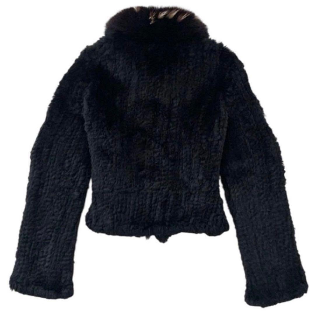 ラビットファー 黒 y2k 平成 ジャケット フォックス襟 ショート丈