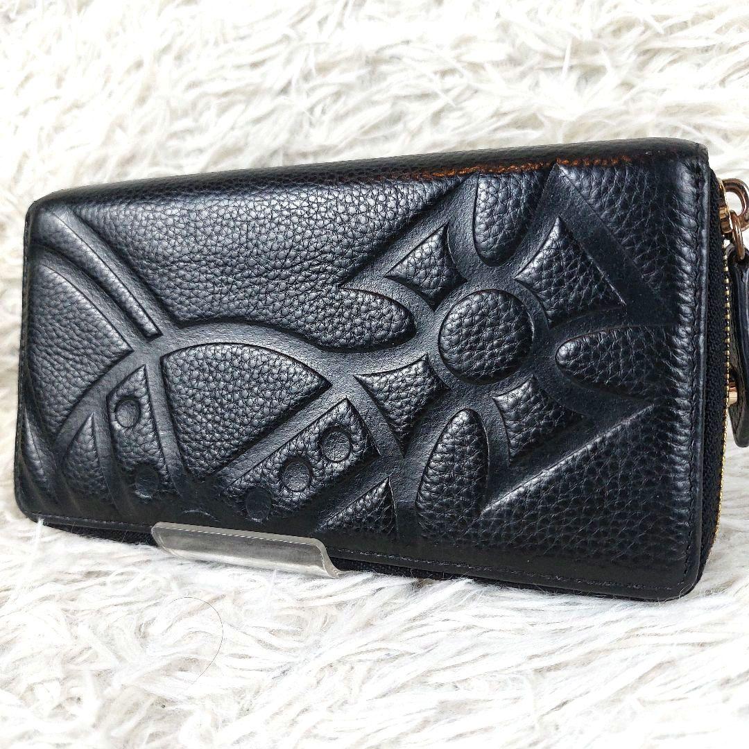 美品 ヴィヴィアンウエストウッド ビッグオーブ エンボス シボ革 レザー 長財布