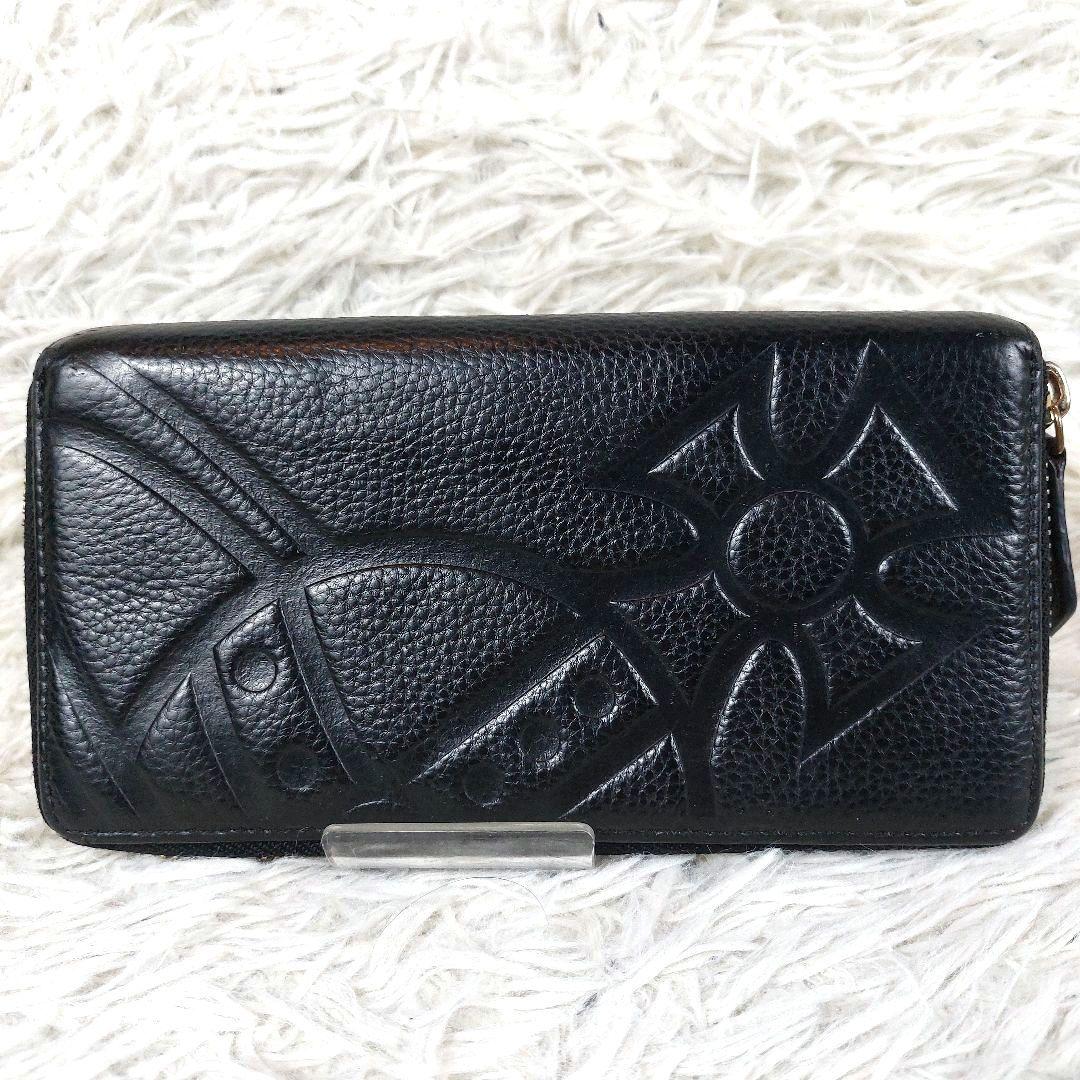 美品 ヴィヴィアンウエストウッド ビッグオーブ エンボス シボ革 レザー 長財布