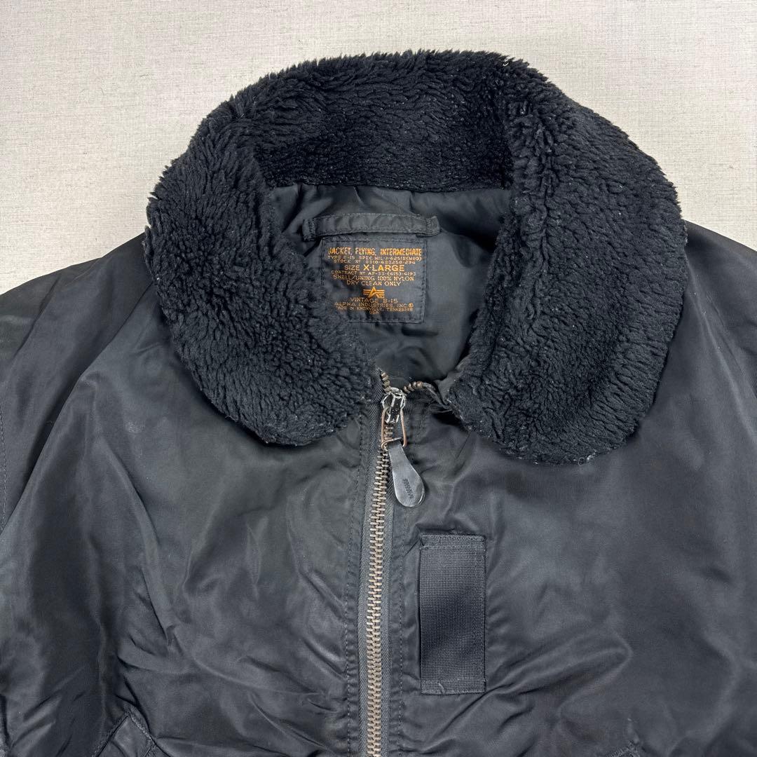 90s USA製 ALPHA b-15 フライトジャケット 襟ボア MOD XL