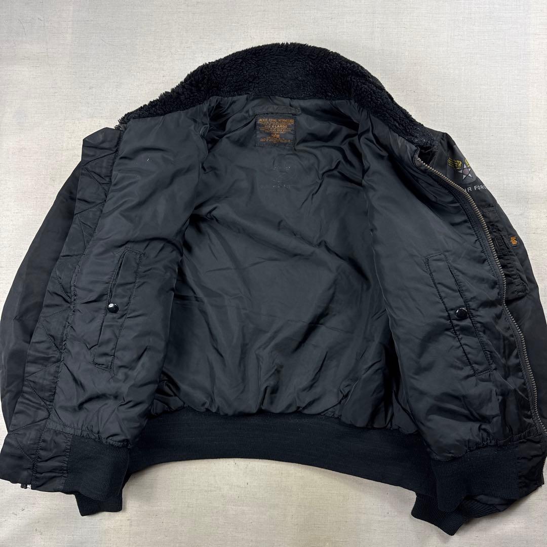 90s USA製 ALPHA b-15 フライトジャケット 襟ボア MOD XL