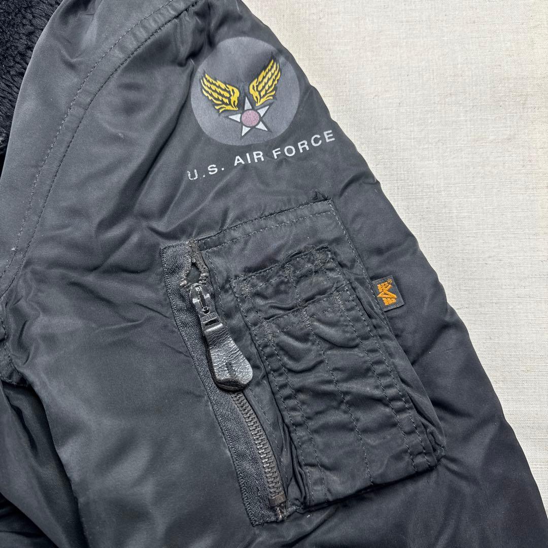 90s USA製 ALPHA b-15 フライトジャケット 襟ボア MOD XL