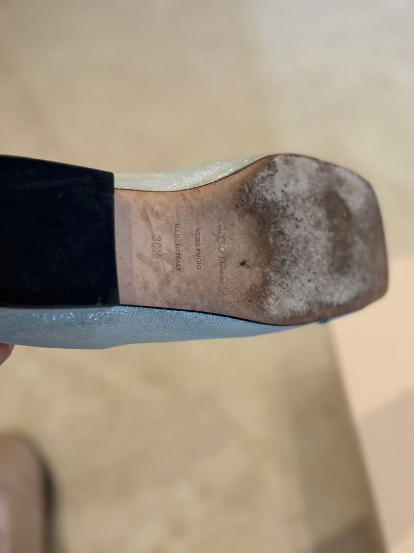 Sergio Rossi シルバー ビジュー付き フラットシューズ