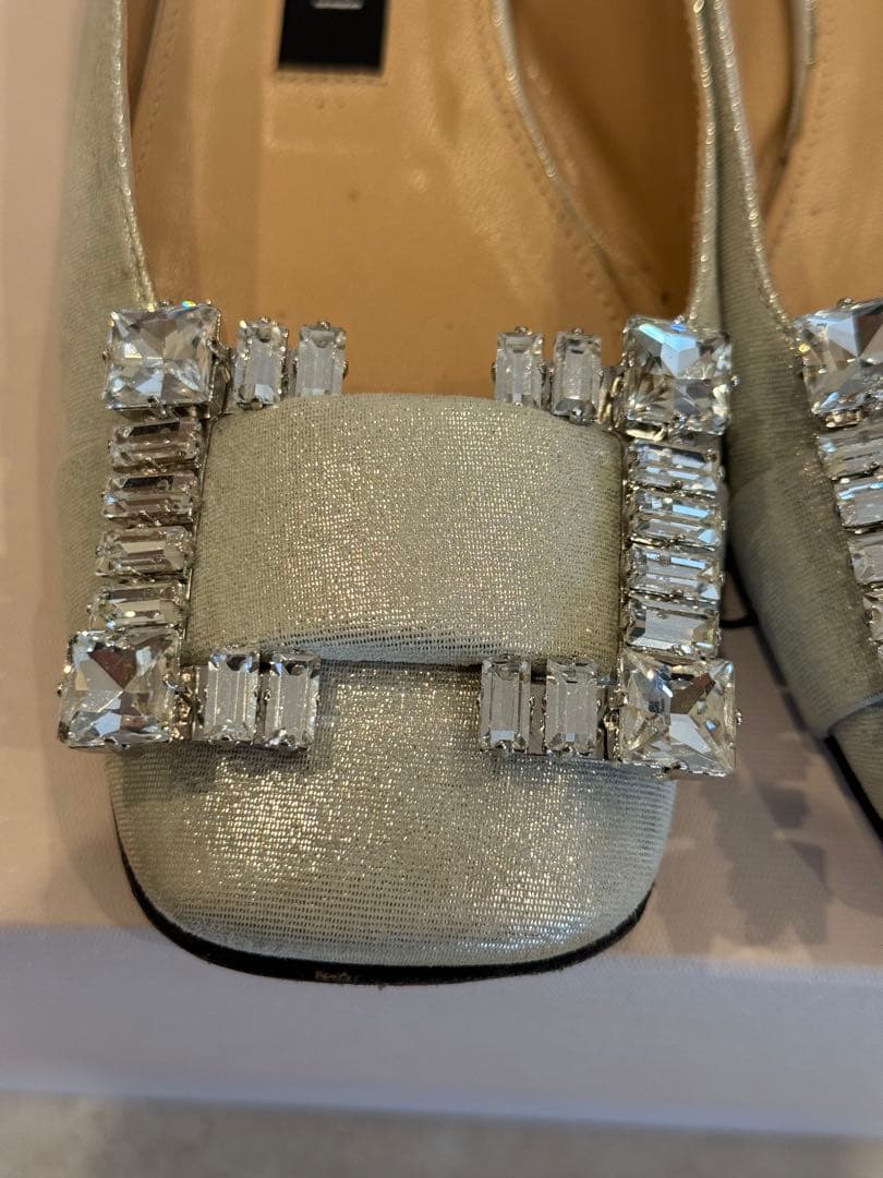 Sergio Rossi シルバー ビジュー付き フラットシューズ