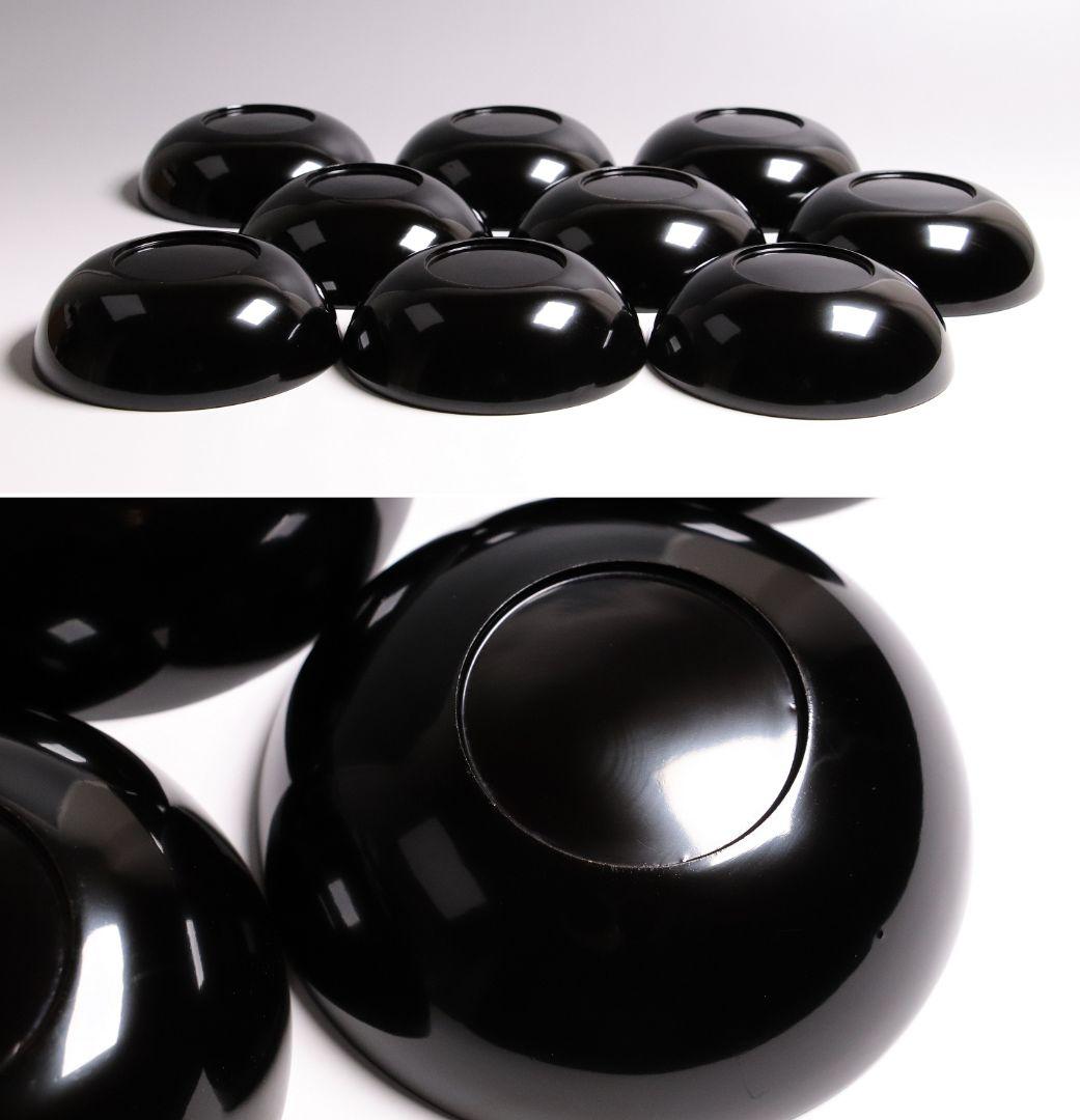 CG54 輪島塗 木製漆器 扇面金蒔絵 黒塗銘々木皿 九客 / 松取皿茶懐石道具