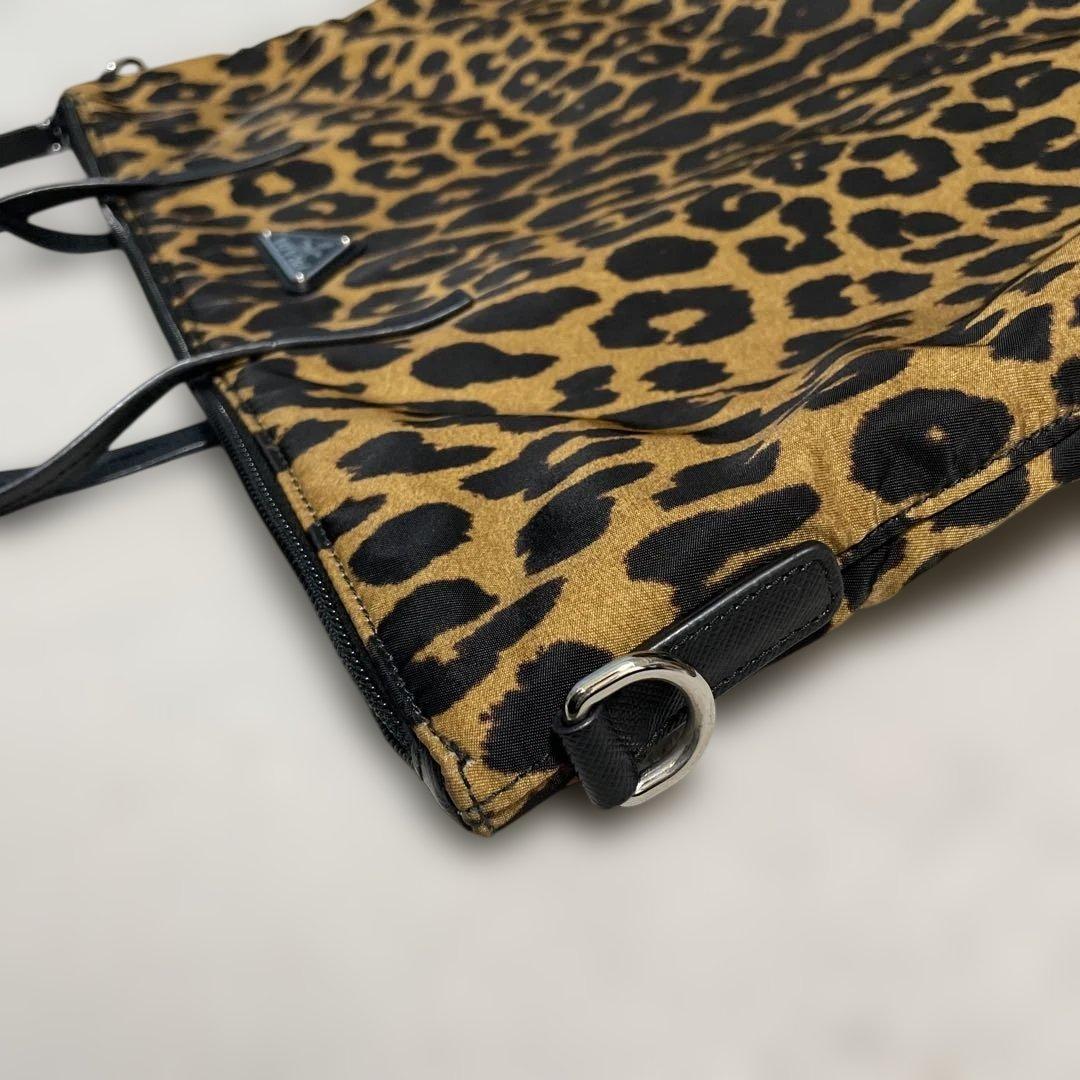【美品‼️】PRADA プラダ　ナイロントートバッグ　レオパード柄