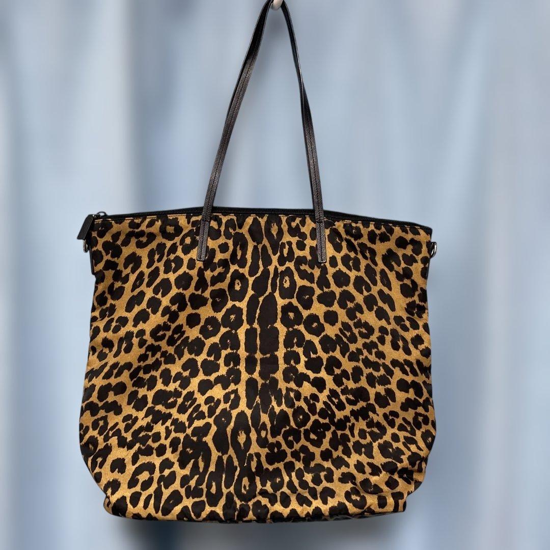 【美品‼️】PRADA プラダ　ナイロントートバッグ　レオパード柄