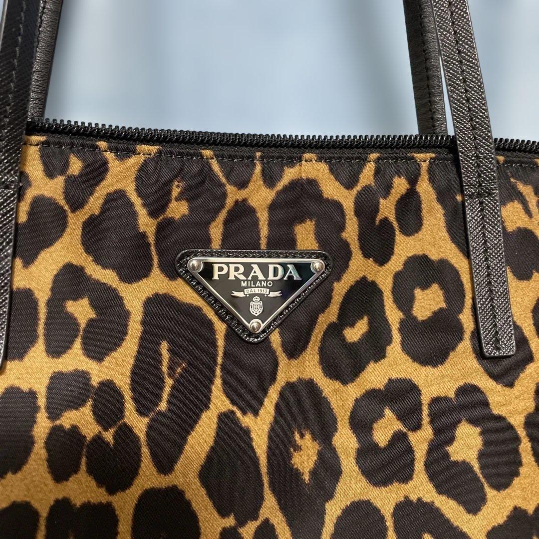 【美品‼️】PRADA プラダ　ナイロントートバッグ　レオパード柄