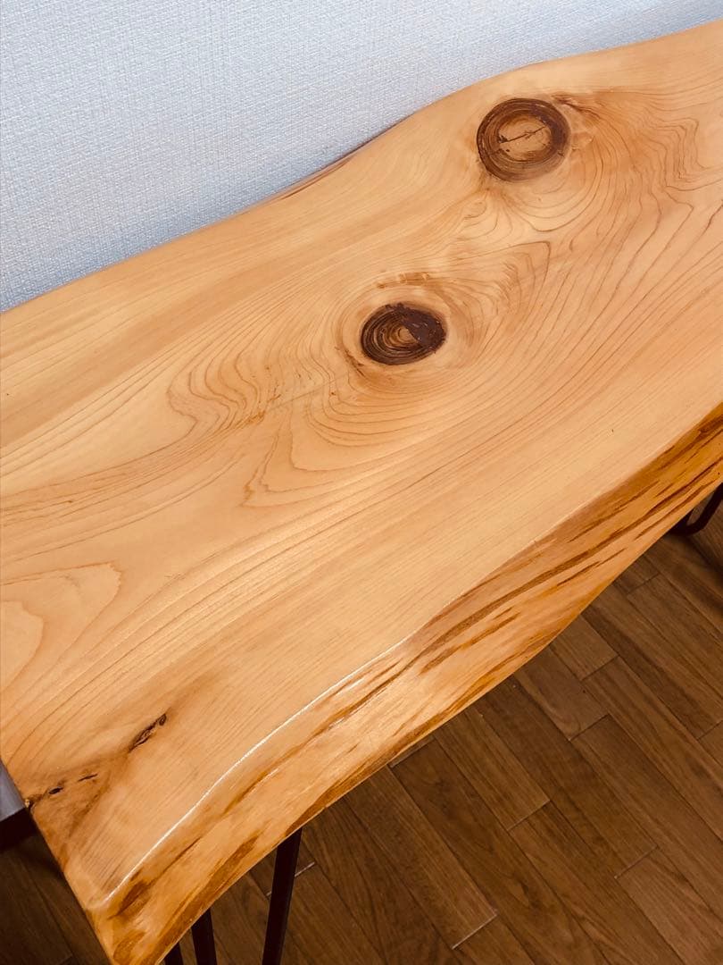 無垢材 1枚板 アイアン脚 インテリアテーブル PCテーブル 13kg