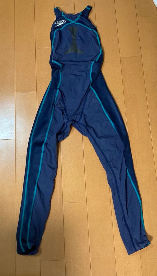 speed スピード　競泳用水着　ロングスパッツ Lサイズ　紺色　水色