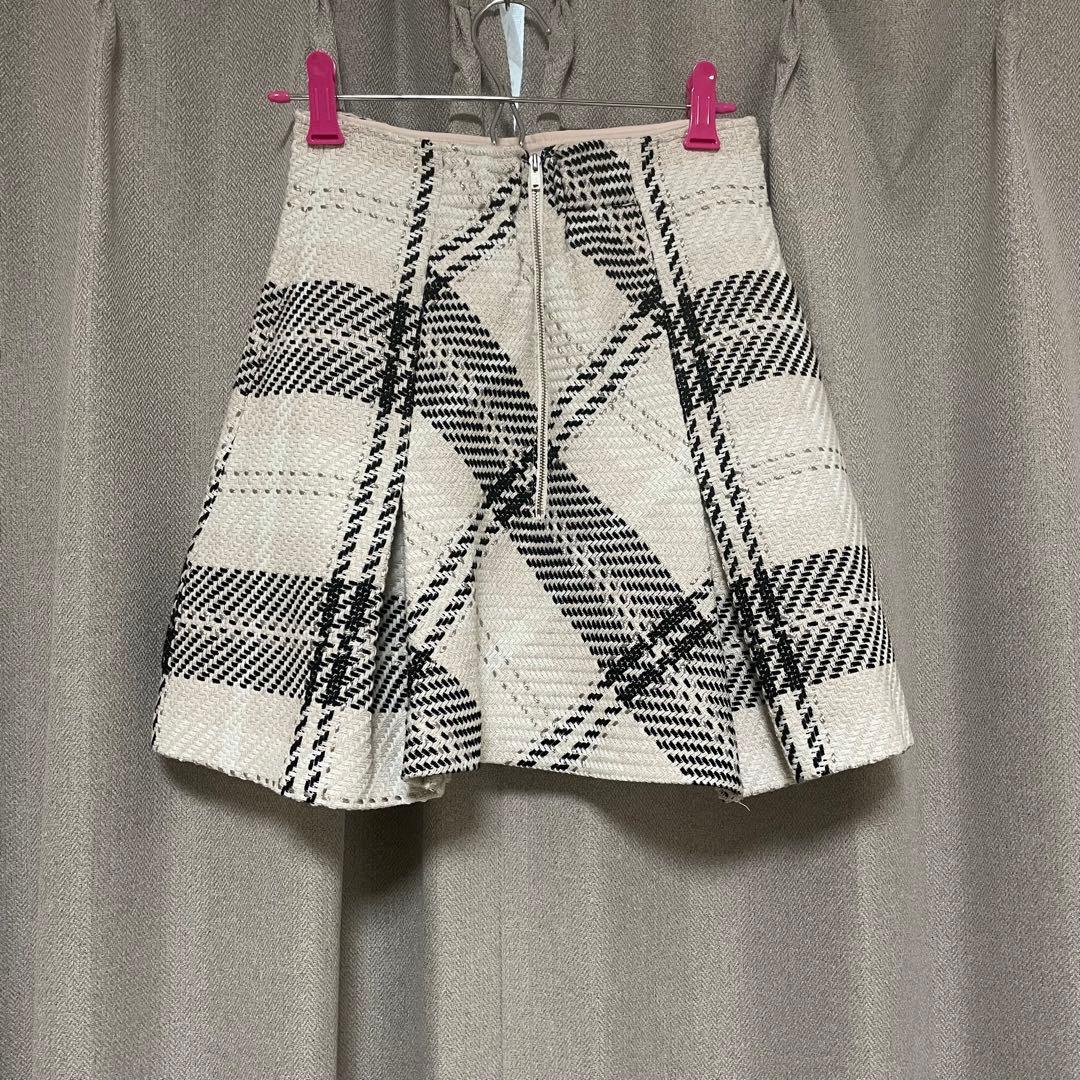 ロービングチェックミニスカート アイボリー 0