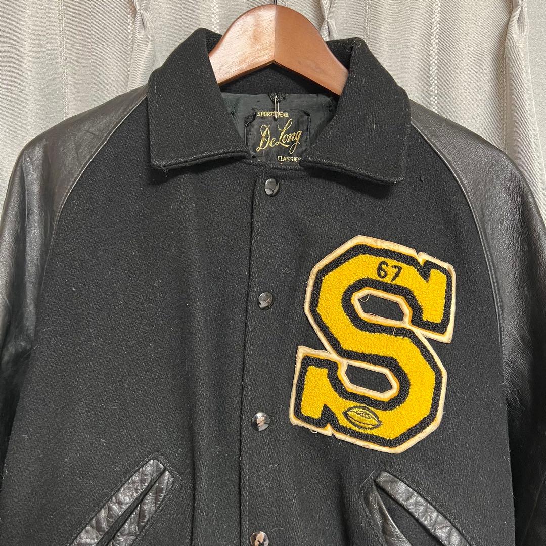 断*中様 60sビンテージ デロングDeLong 筆記体タグ ブラックスタジャン