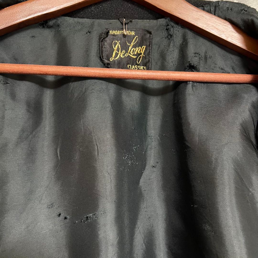 断*中様 60sビンテージ デロングDeLong 筆記体タグ ブラックスタジャン