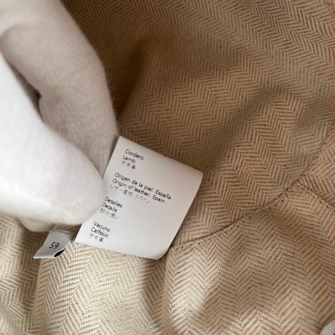 【美品！！】ロエベ バケットハット ホワイト レザー サイズ59 アナグラム