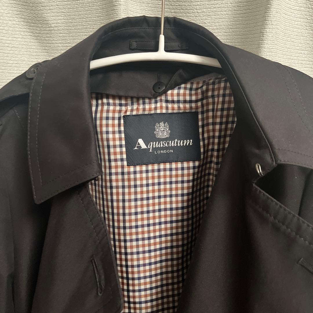 美品　Aquascutum ブラック　ロングコート　サイズ8