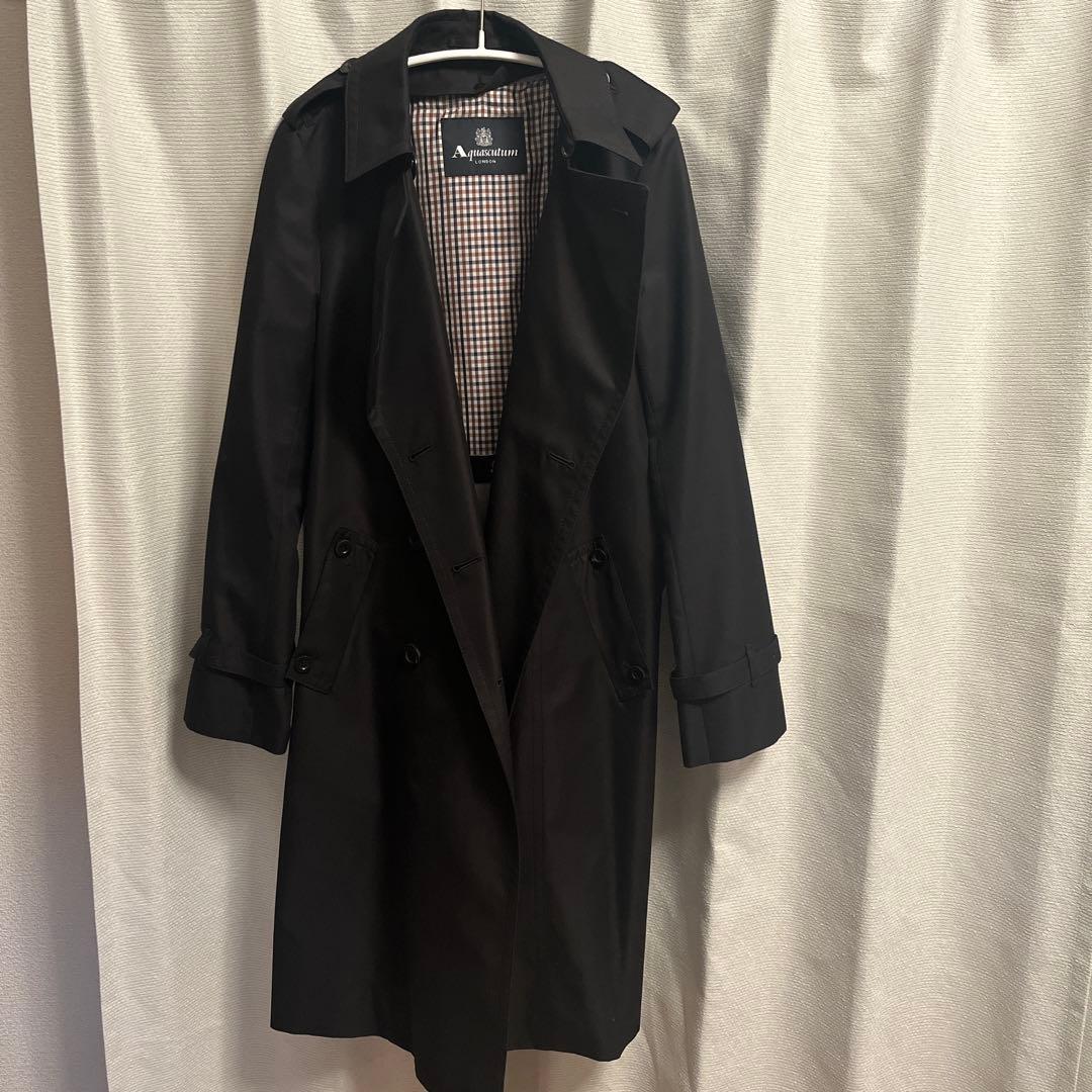 美品　Aquascutum ブラック　ロングコート　サイズ8