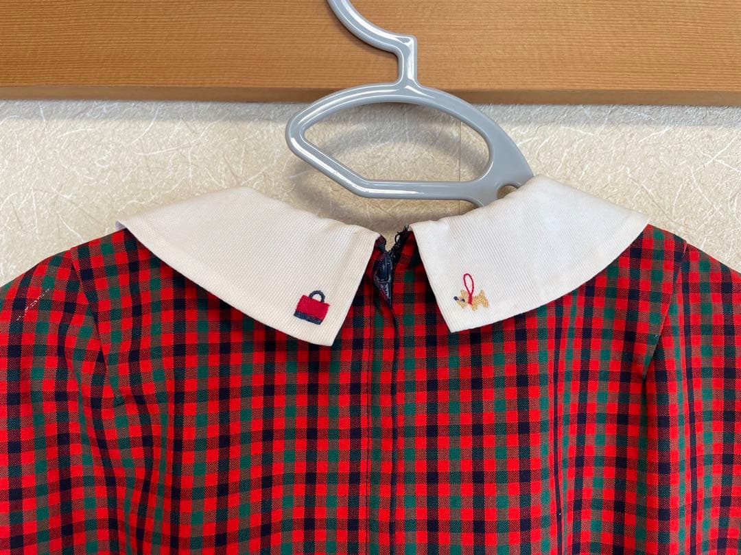 極美品⭐︎familiar 半袖ワンピース 赤 チェック　130cm