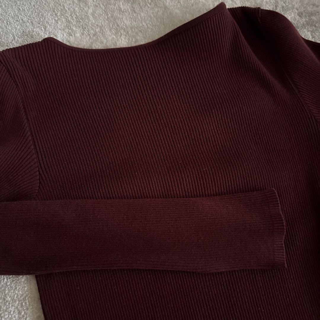 AURALEE バーガンディ リブニット 長袖　ロンハーマン