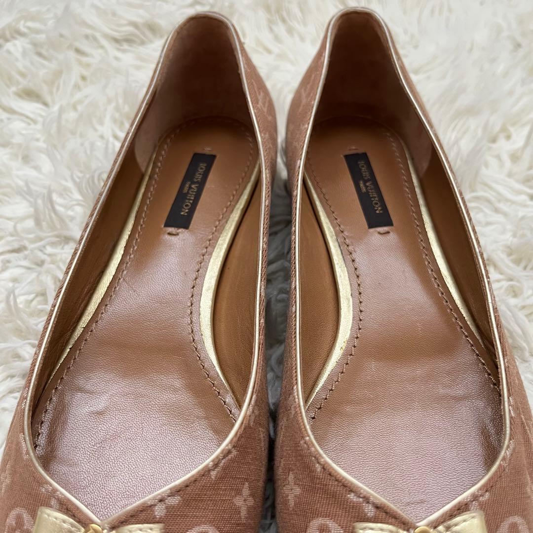 美品 ルイヴィトン フラットパンプス モノグラム リボン　36 1/2