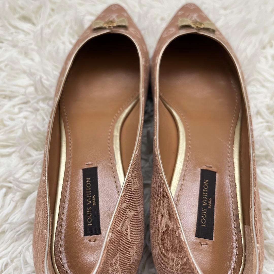 美品 ルイヴィトン フラットパンプス モノグラム リボン　36 1/2