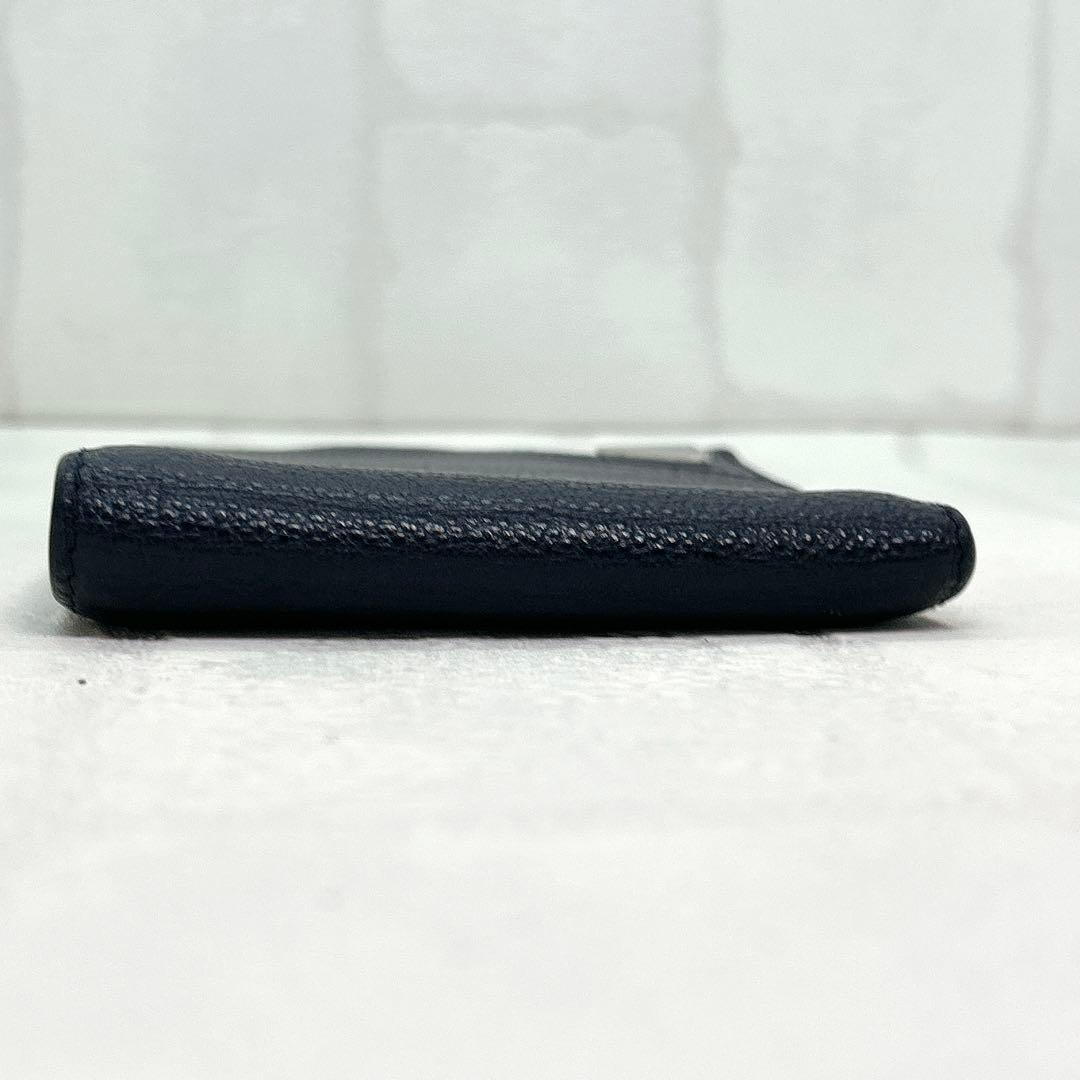 美品✨PRADAプラダ 折財布 財布 二つ折り 三角ロゴ シボ革 ネイビー