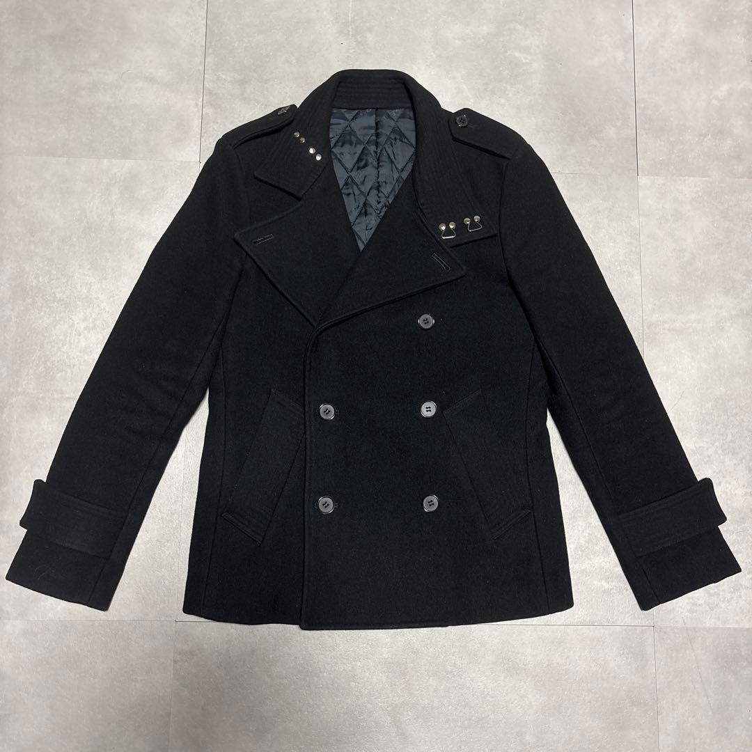 JOHN LAWRENCE SULLIVAN ウール ピーコート ブラック