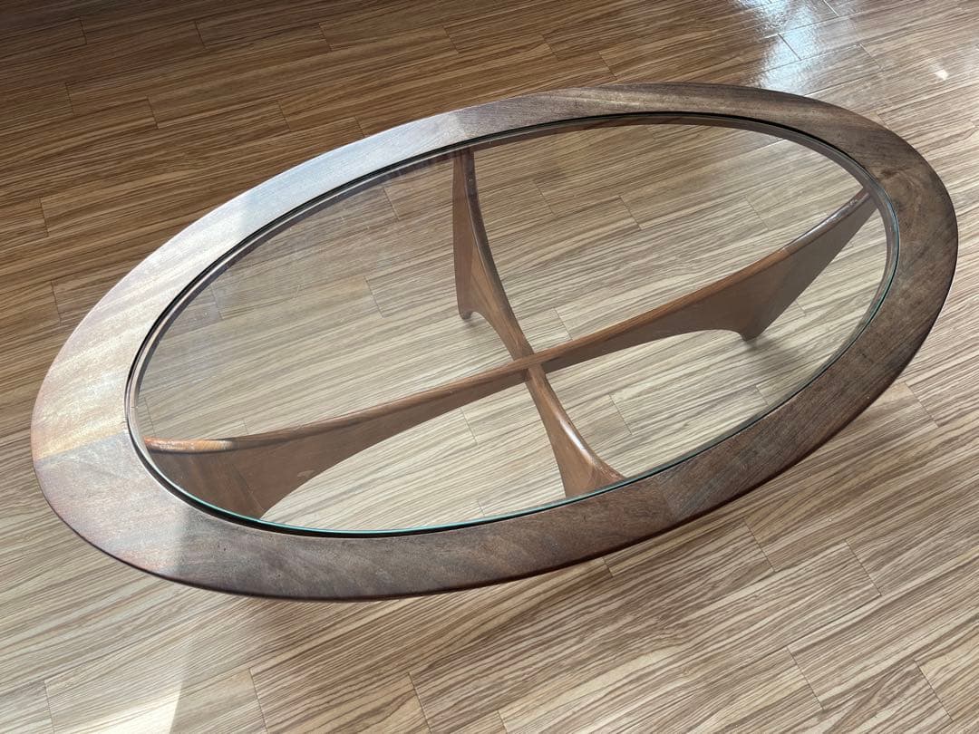 【G-PLAN】　ガラスコーヒーテーブル　オーバル　イギリス家具