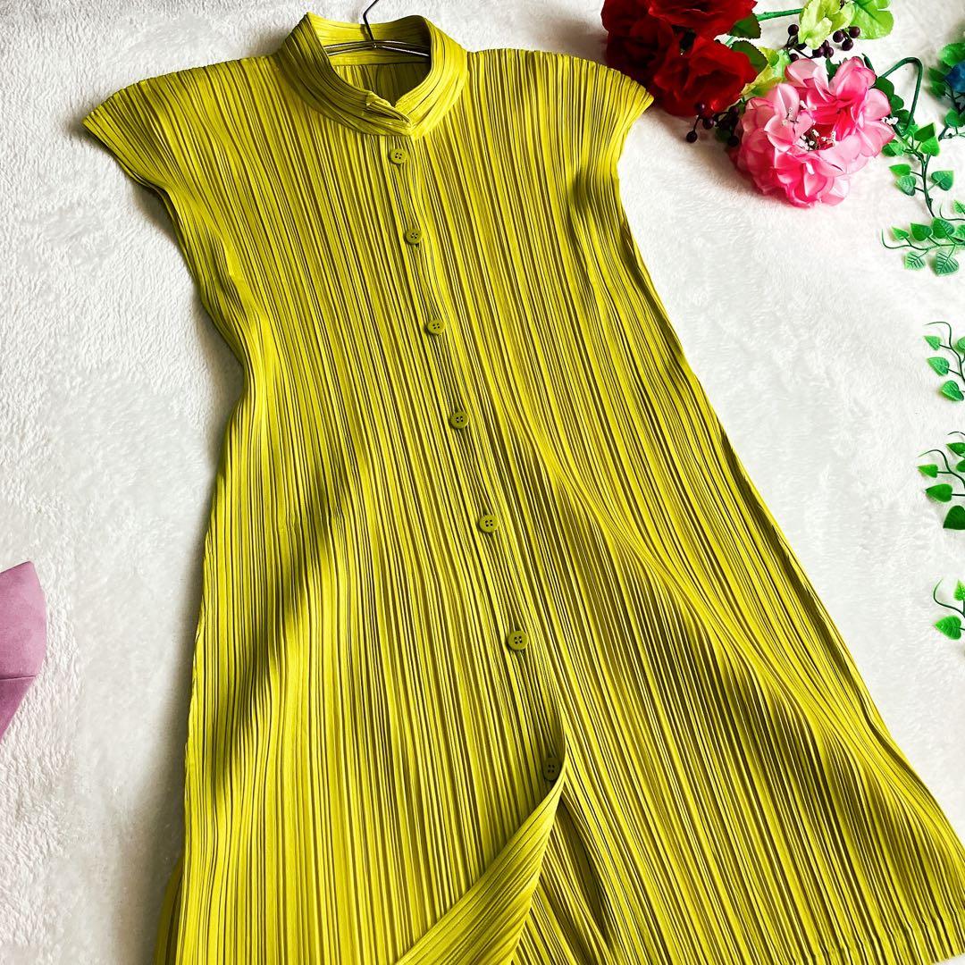 プリーツプリーズ イッセイミヤケ★フレンチスリーブ チュニック シャツワンピース