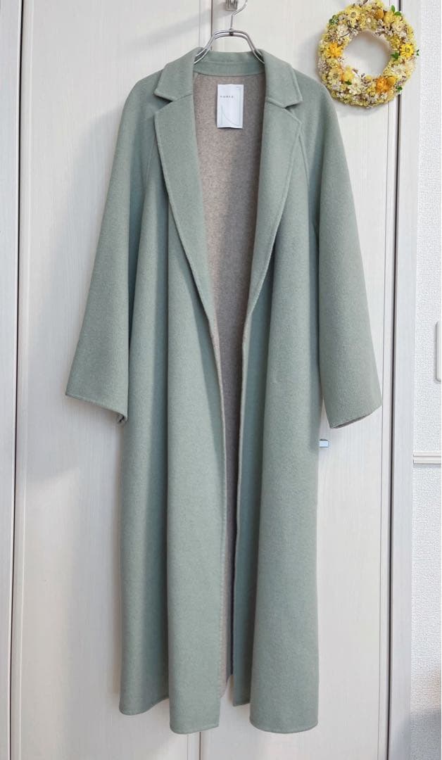 NOBLE 定価7万円 配色Iラインロングチェスターコート