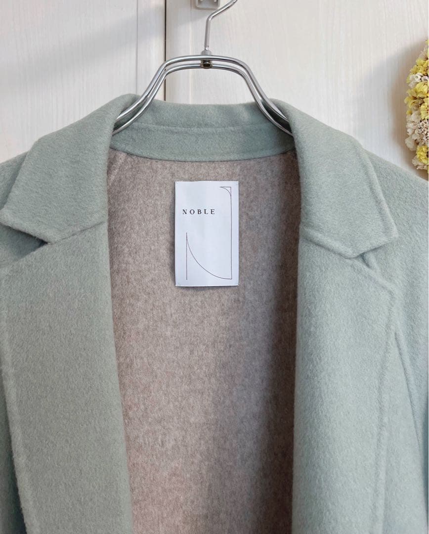 NOBLE 定価7万円 配色Iラインロングチェスターコート