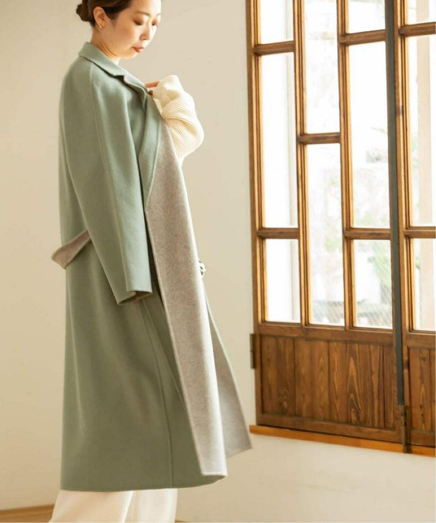 NOBLE 定価7万円 配色Iラインロングチェスターコート