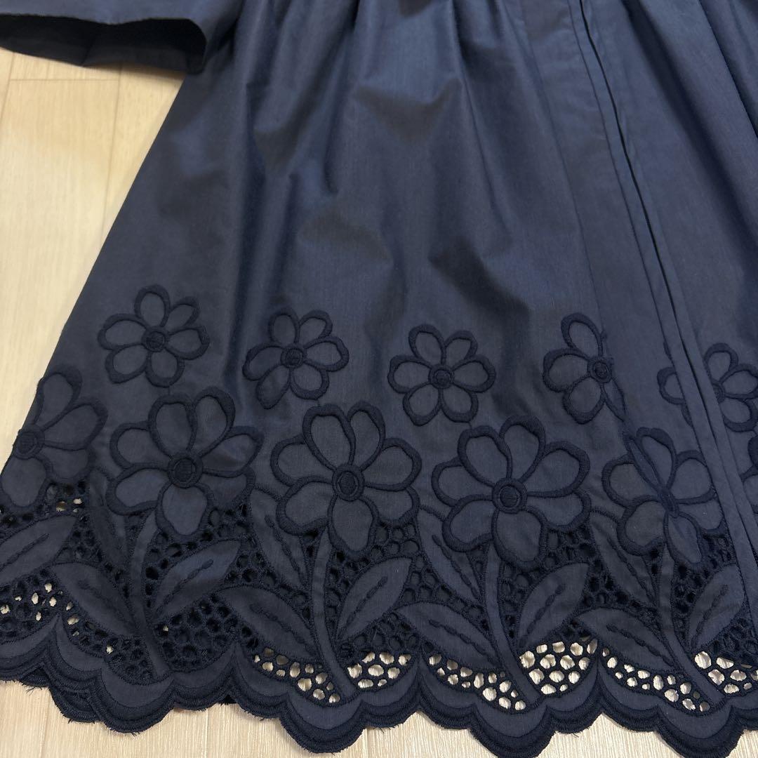 エムズグレイシー スプリングコート フラワーレースカットワーク 40 ネイビー