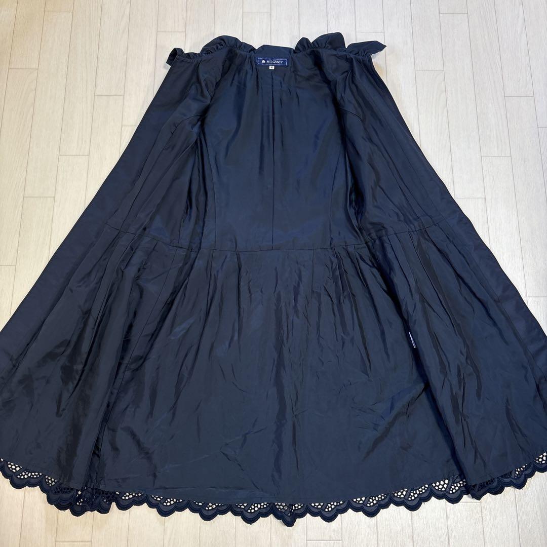 エムズグレイシー スプリングコート フラワーレースカットワーク 40 ネイビー