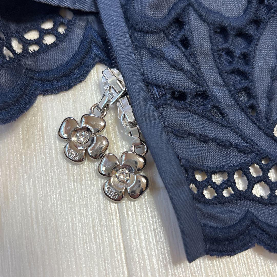 エムズグレイシー スプリングコート フラワーレースカットワーク 40 ネイビー