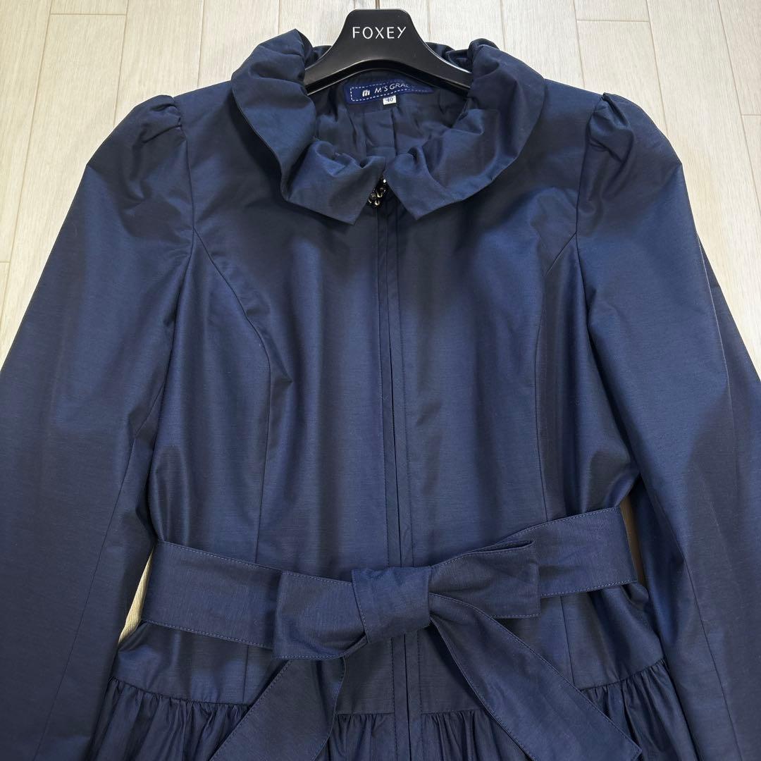 エムズグレイシー スプリングコート フラワーレースカットワーク 40 ネイビー