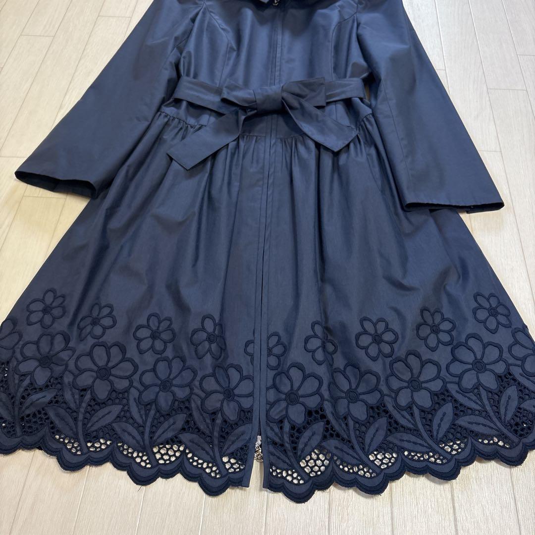 エムズグレイシー スプリングコート フラワーレースカットワーク 40 ネイビー