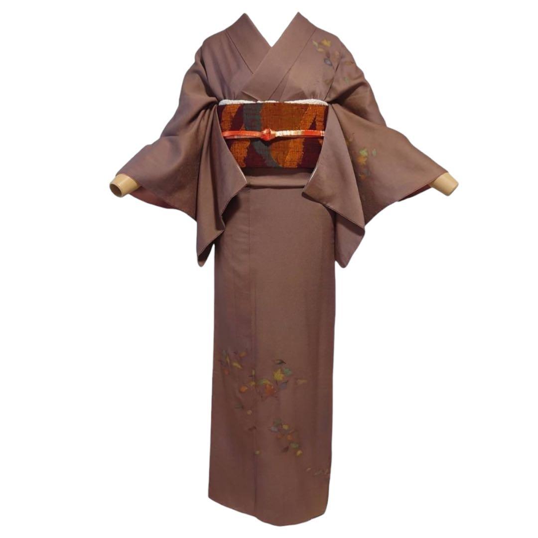 未使用近い 美品　袷　上田紬系 付け下げ 訪問着 フルセット