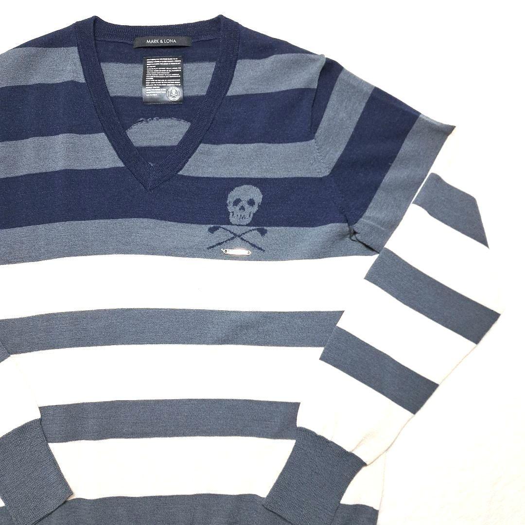 MARK & LONA GOLF メンズ Vネックニット カラフルボーダー M