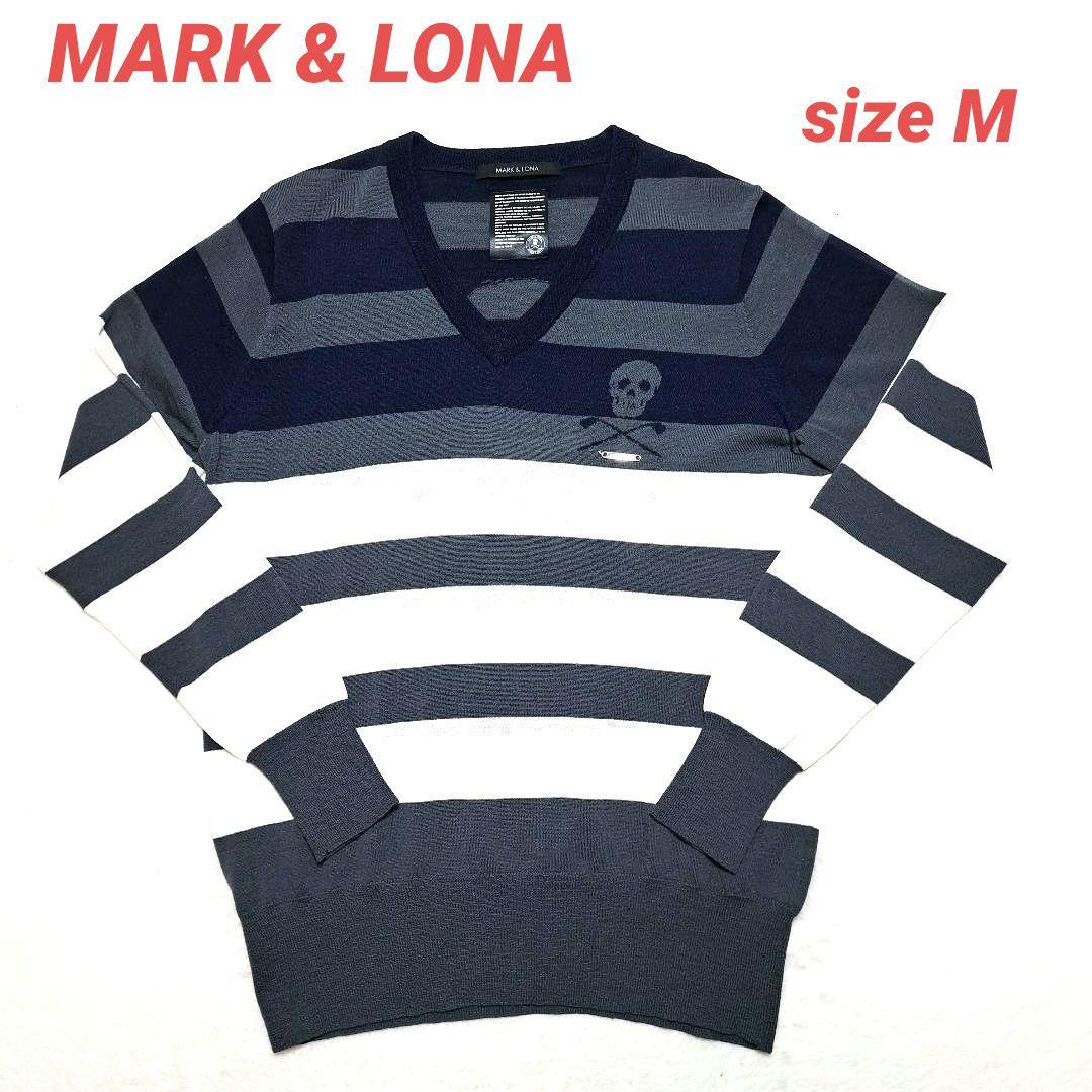 MARK & LONA GOLF メンズ Vネックニット カラフルボーダー M