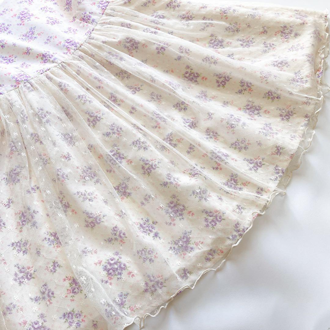 ラベンダー×花柄 120size セレモニー 入学 卒園 発表会 フォーマル