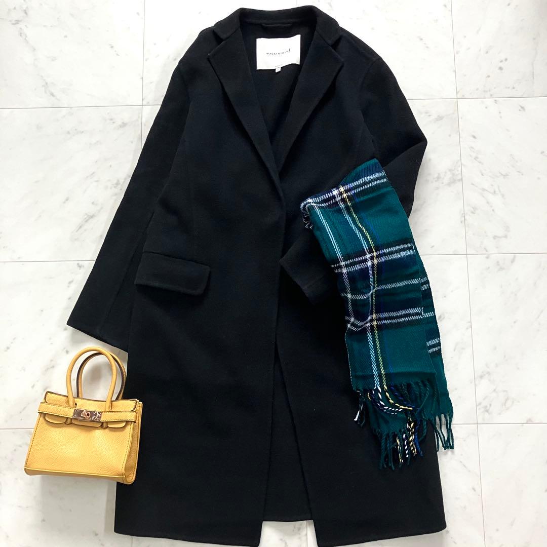 マッキントッシュ ウール リバーコート 黒 32 イタリア製