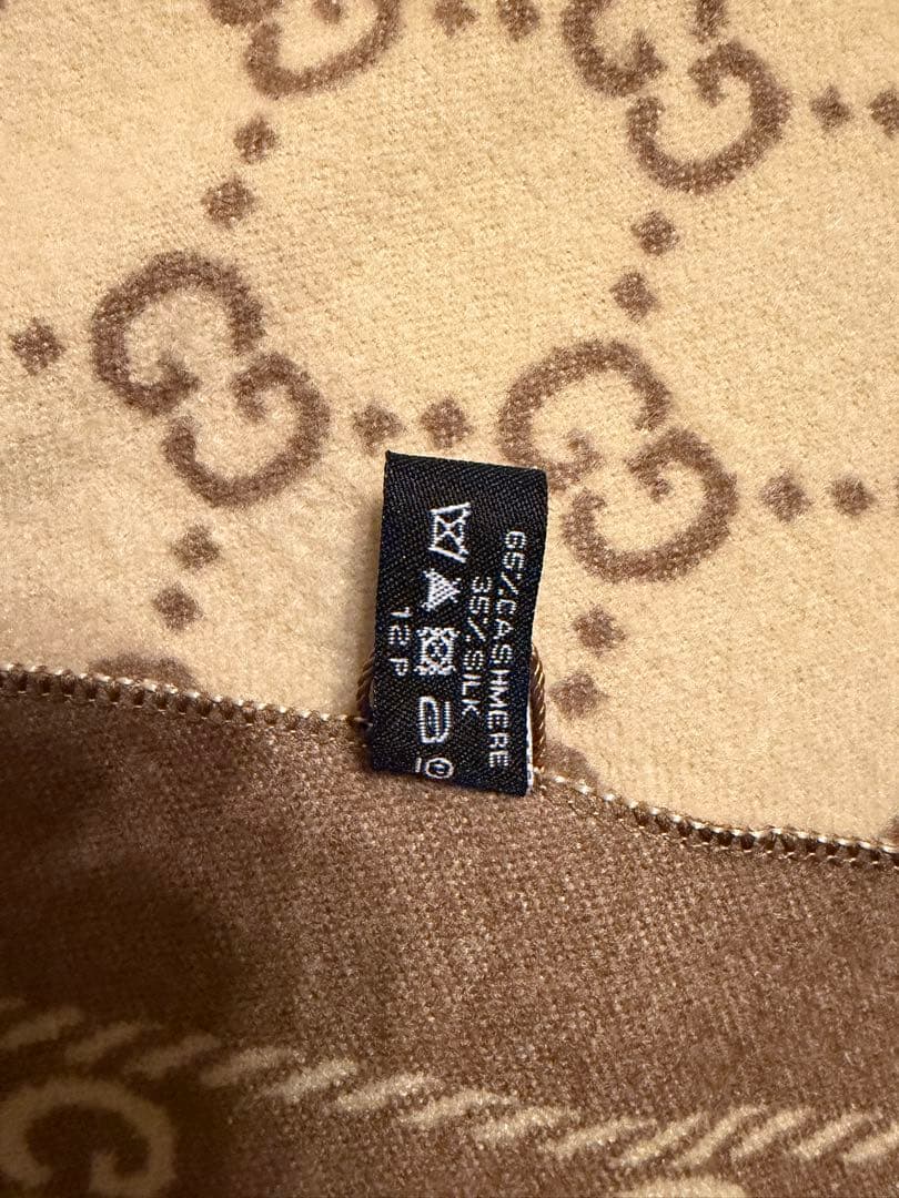 GUCCI模様 マフラー ベージュ/ブラウン