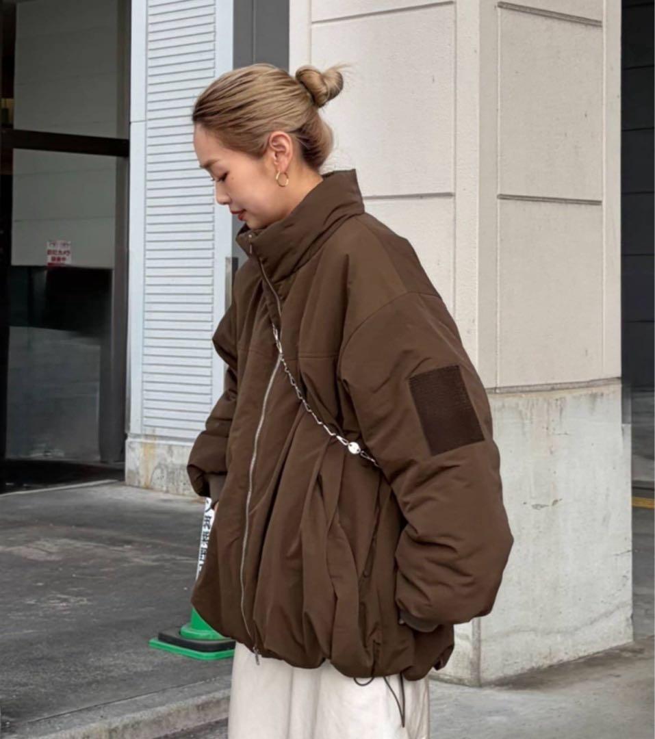 【試着のみ】PON企画中綿スタンドカラージャケット　ブラウン