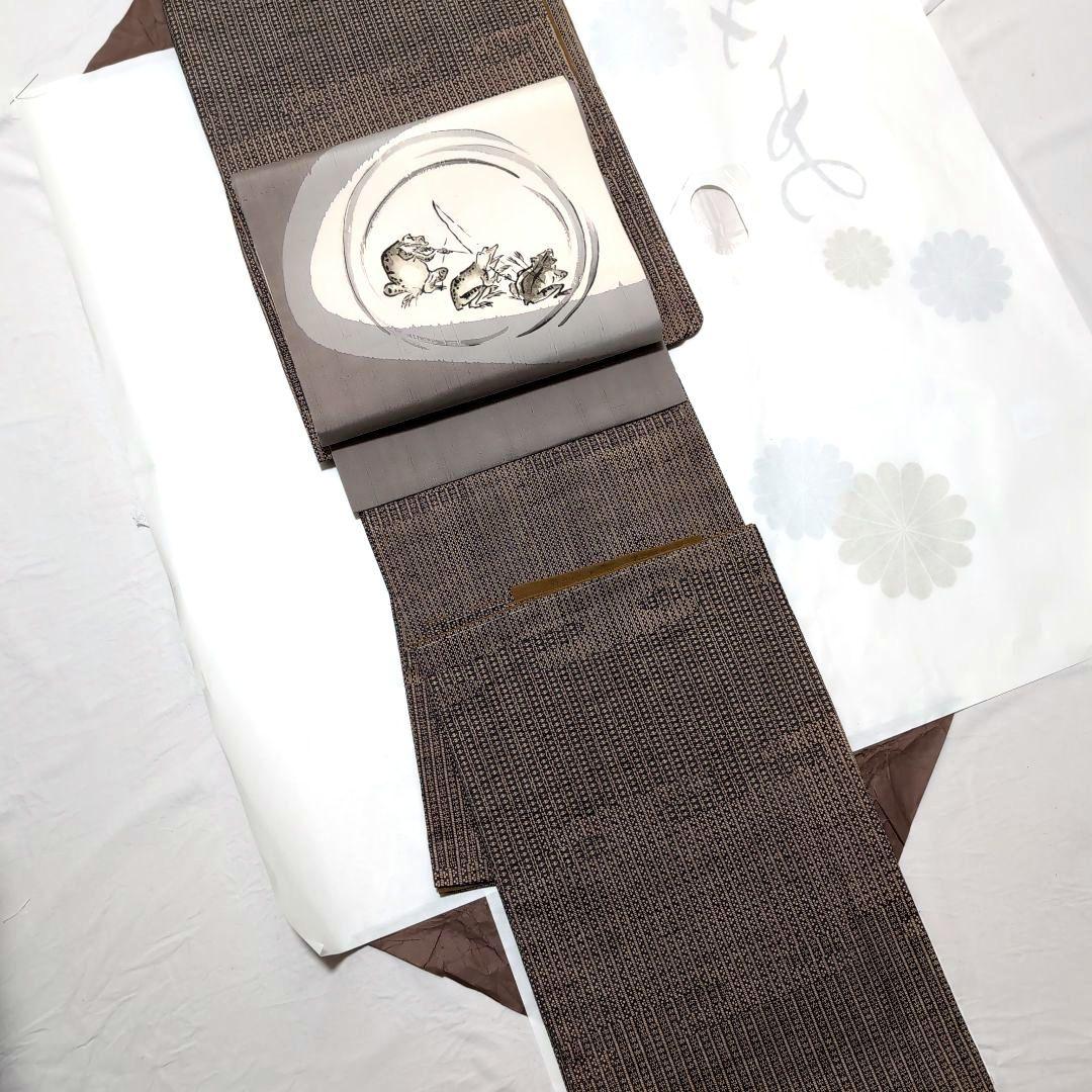 新品 未使用 正絹 袷 本場 ぜんまい紬 江戸小紋 トールサイズ 薄茶