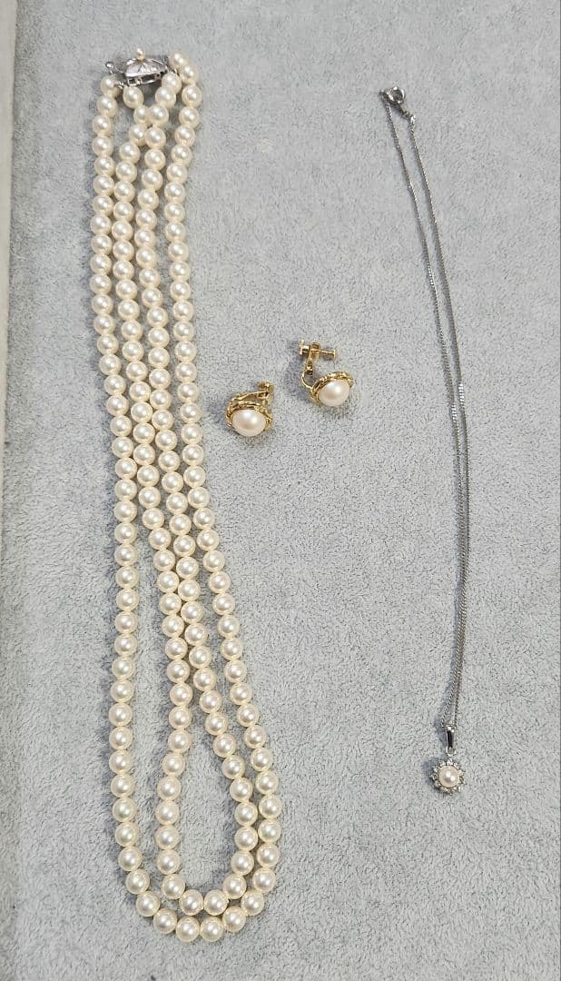 ※3点おまとめ※　パールネックレス　パールイヤリング　2連パール