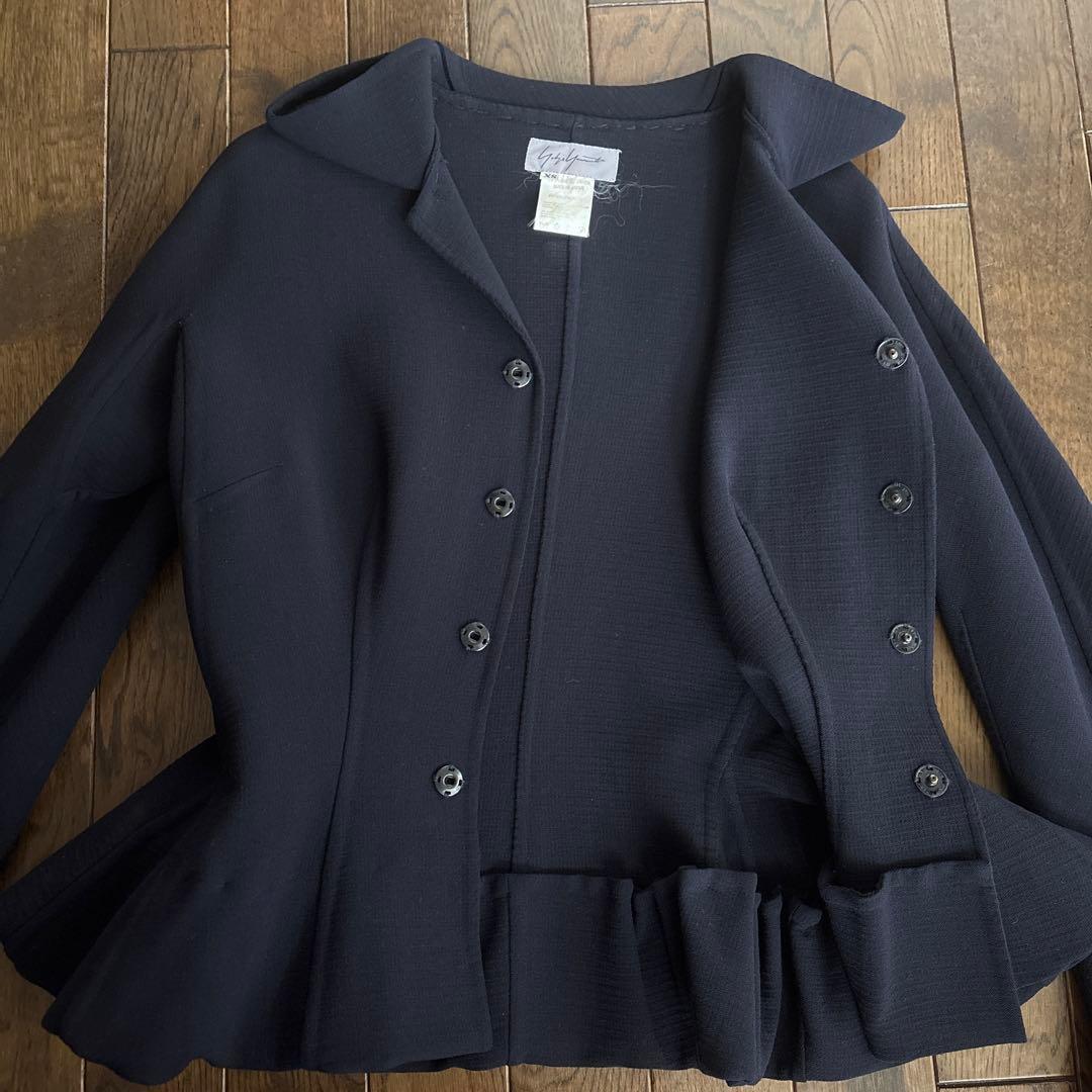 Yohji Yamamotoネイビー フレアスリーブ テーラードジャケット