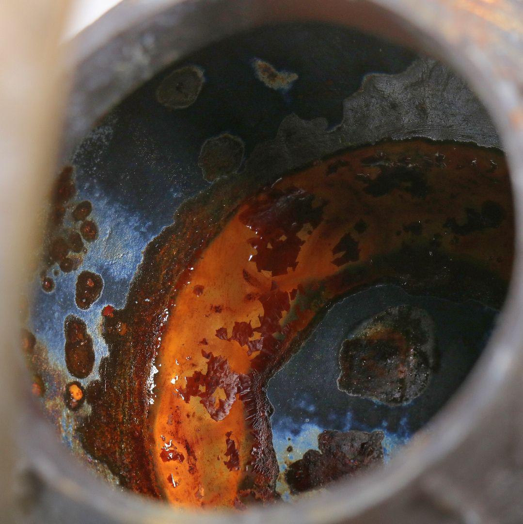 秦蔵六造 鉄瓶 饕餮文 鉄砲口 小振 煎茶道具　N952