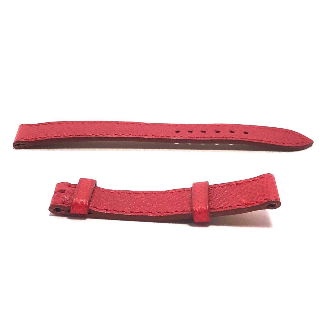 【美品】エルメス／Hウォッチ用 革ベルト 赤・GP／□A刻印