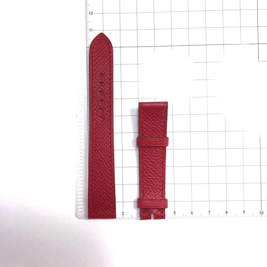 【美品】エルメス／Hウォッチ用 革ベルト 赤・GP／□A刻印