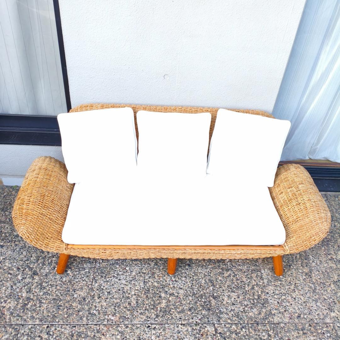 ラタン ２人掛けソファ バリ風リゾートデザイン 籐家具 ヴィンテージ